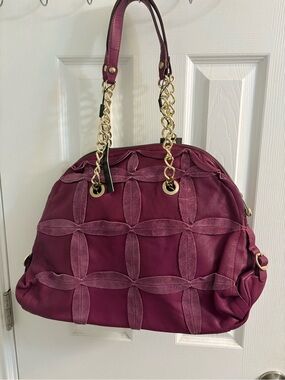 PULICATI Leather plum/ purple Chain-Handle Women’s hand-Bag Genuine Leather Made